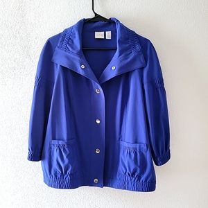 Zenergy by Chicos Women's Size 1 Blue Full Snap Button Light Jacket With…